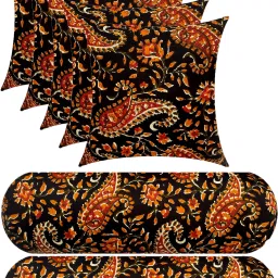 Combo Set Of 5 Cushion And 2 Microfibre Floral Bolster Pack of 7-14
