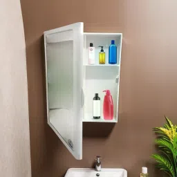 Bathroom Mirror Cabinet | Bathroom Organizer | Cabinet with Mirror Plastic Wall Shelf-10