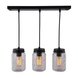 3-Lights Linear Cluster Chandelier Black Mason Jar Hanging Pendant Light, Kitchen Area and Dining Room Light Pendants Ceiling Lamp-image-7