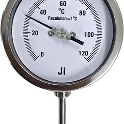 "ji" japsin instrumentation Bi-Metal Dial Thermometer, 4" Dial, 0-120°C, 6" Stem, Bottom Entry, SS Material Dial Indicator-picture-23
