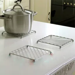 Stainless Steel Hot Mat/ Utensil Stand for dining table/Pot / for kitchen Crome Plating Trivet-36