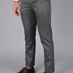 Men Regular Fit Grey Cotton Blend Trousers-image-7