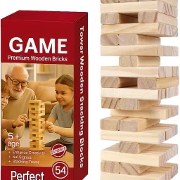 Wooden Blocks Game | 54PCS Tumbling Puzzle | Indoor Family Toy-27