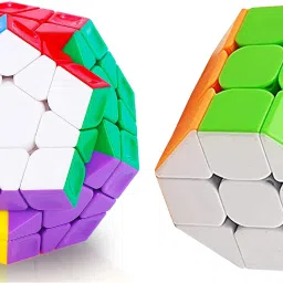 3 X 3 Megaminx Sculpted Stickerless Pentagon cube and 3 X 3 Barrel Speed Stickerless Cube combo pack of 2-4