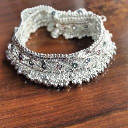 Heavy designer Payal Alloy, Silver Anklet-image-2