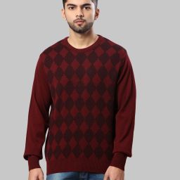 Men Solid Round Neck Maroon Sweater-image-61