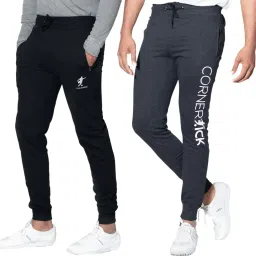 Pack of 2 Men Solid Black, Grey Track Pants-image-59
