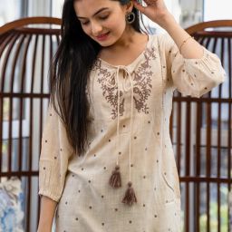 Party Regular Sleeves Embroidered Women White Top-image-2