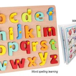 Learning ABCD Board English Small Alphabet Puzzles Educational Blocks +3in1 Book-image-13