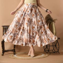 Women Printed Flared Multicolor Skirt-image-51