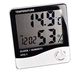 Inditradition Tabletop or Wall Mount 5 In 1 Digital Plastic Temperature Humidity Meter with Live Temperature, Humidity, Calendar, Clock, Alarm (White) image 4