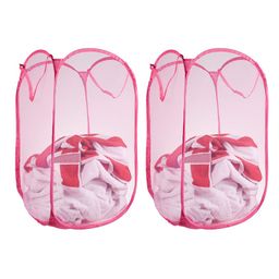 Kuber Industries 3 Pc Blue Nylon Net Lightweight & Foldable  Laundry Baskets With Handle image 1