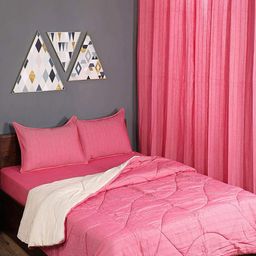 Saral Home Pink & White Geometric Mild Winter 210 GSM Double Bed Quilt-picture-54