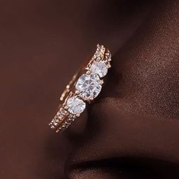 I Jewels Rose Gold-Plated Cubic Zirconia Studded Adjustable Finger Ring-image-82
