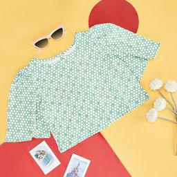 AKKRITI BY PANTALOONS Girls Polka Dot Printed Flared Sleeve Cotton Top-image-99