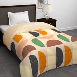 Story@home Peach & Green Geometric 180 GSM AC Room Reversible Single Bed Comforter-11