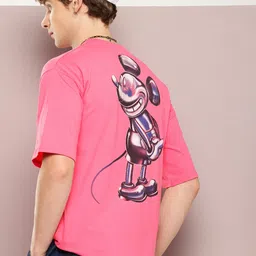 Kook N Keech Disney Men Mickey Mouse Printed Oversized Pure Cotton T-shirt-image-62
