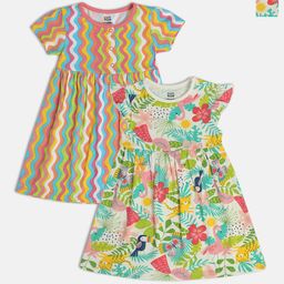 MINI KLUB Girls Pack Of 2 Floral Printed Pure Cotton A-Line Dress-41