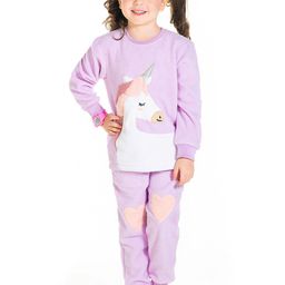 Cherry Crumble Kids Lavender & White Unicorn Applique Fleece Night Suit-picture-43
