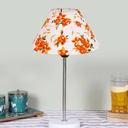 Devansh White Printed Wooden Contemporary Frustum Shaped Table Lamp-image-93