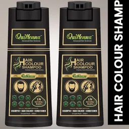 QUIKHENNA Set of 2 Grey Coverage Hair Color Shampoo 200 ml each - Natural Black 1N-0