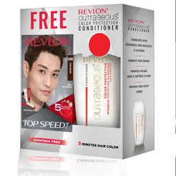 Revlon Men Set of Top Speed Hair Color - Dark Brown 65M & Free Outrageous Conditioner-2