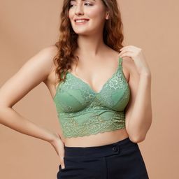 Clovia Laced Non-Wired Full Coverage Lightly Padded Bralette Bra With All Day Comfort-image-47