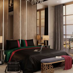 Stoa Paris Black Green AC Room 150 GSM Double Bed 1 Comforter with 2 Pillow covers 300TC-image-37