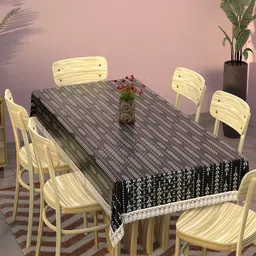 Aura White Floral Printed 6-Seater Table Cover-image-61