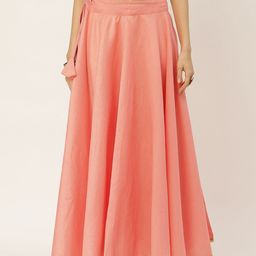 Studio Shringaar Women Pink Solid Full Flare Double Ghera Lehenga Skirt-53