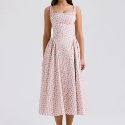 LULU & SKY Floral Printed Shoulder Straps Fit & Flare Midi Dress-image-43
