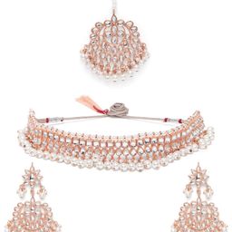 Peora Rose Gold-Plated Kundan & Beads Jewellery Set-image-66