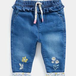 mothercare Girls Regular Fit Embroidery Light Fade Non Stretchable Jeans-image-15