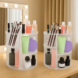 Aura Transparent 2 Pieces 360 Rotating Desk Storage Organisers-52