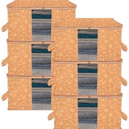 Kuber Industries Brown 6 Pieces Printed Storage Bag Organiser-29