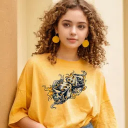 DressBerry Graphic Printed Round Neck Short Sleeves Oversized Cotton T-Shirt-image-56