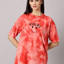 THE HOLLANDER Tie & Dye Drop Shoulder Sleeves Cotton Oversized T-shirt-image-9