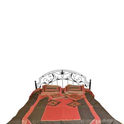 Exotic India Black & Red Ethnic Motifs 300 TC Cotton Queen Bedsheet with 2 Pillow Covers-image-84
