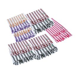 Ramraj White & Pink 12 Pieces Striped Cotton 110 GSM Towel Set-5