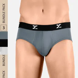 XYXX Men Solid Pack Of 3 ACE IntelliSoft Modal Basic Briefs XYBRF3PCK02-38