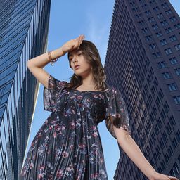 Zink London Floral Printed Sweetheart Neck Fit And Flare Dress-image-33