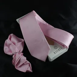 KOVOVE Men Pink Woven Design Neck Tie & Pocket Square Gift Set-19