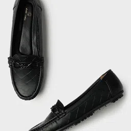 Marc Loire Women Textured Embellished Comfort Insole Lightweight Horsebit Loafers-94