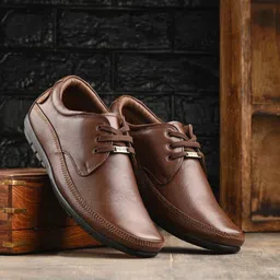 Egoss Men Textured Square Toe Comfort Insole Lace-Ups Leather Derbys-picture-11