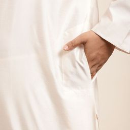 SOJANYA PLUS Men Plus Size Off White Kurta with Churidar & Nehru Jacket image 2