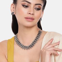 AITIHYA Silver-Plated Oxidised Traditional Kolhapuri Jewellery Set-17
