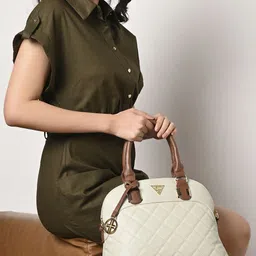 LAVIE Signature Textured Texas Structured Handheld Bag with Quilted Detail-image-96