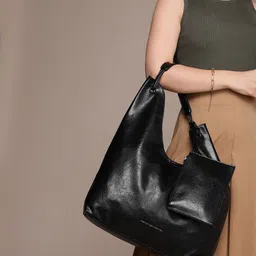 French Connection Textured Structured Tote Bag With 2 Pouches-30