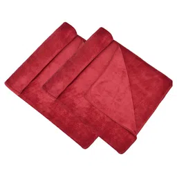Aura Set of 2 Maroon Microfiber 400 GSM Absorbent UltraSoft Anti-Fade Bath Towel-9