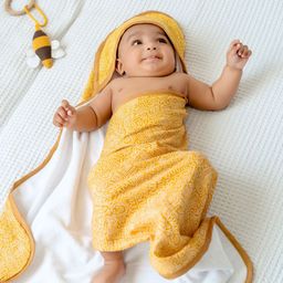 cocoon care Yellow & White 1 Printed Bamboo 350 GSM Bath Towel-89